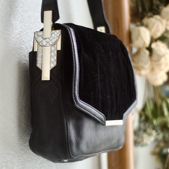 Juicy Couture Handbags - Juicy Couture Black Velour Faux Leather Handbag/Sachet YHRU3270